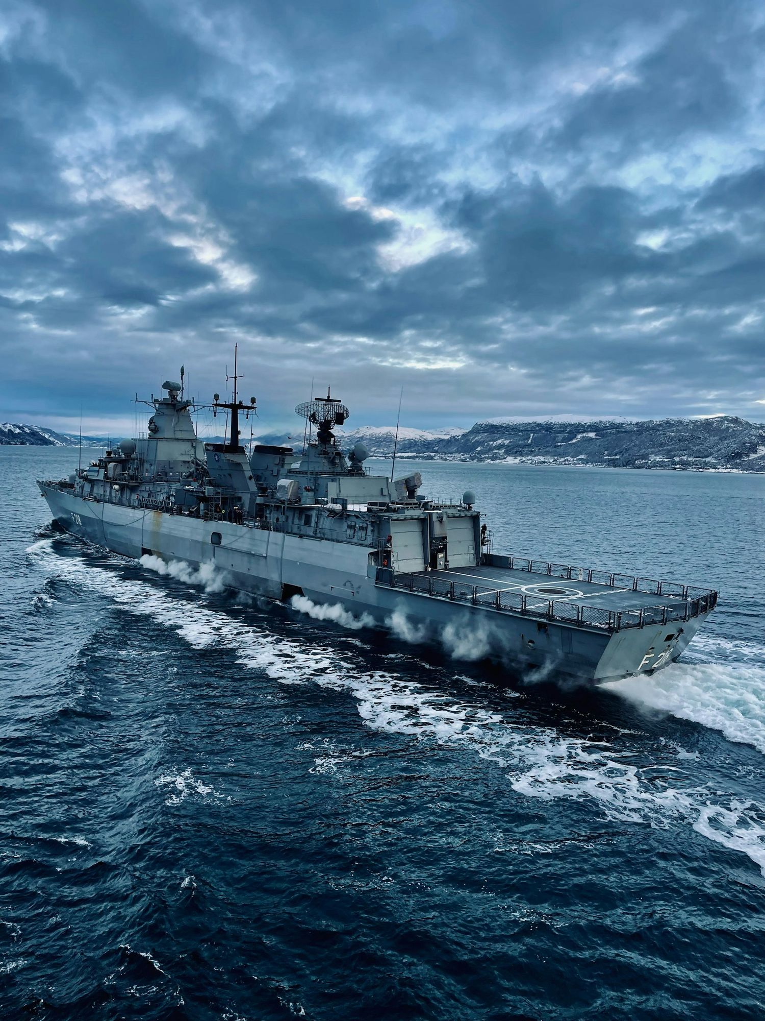 Naval frigate at sea